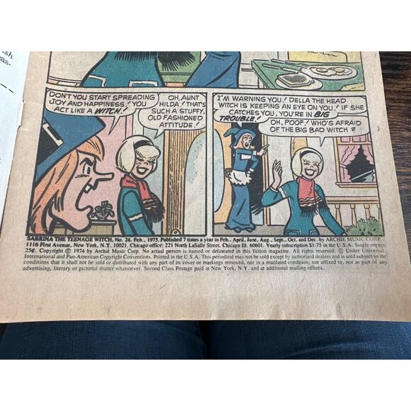 Archie Sabrina The Teenage Witch No #24 February 1975 Comic Book  Bagged Boarded - Picture 4 of 6